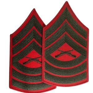 1 Set- US Marine Corps Master Sergeant, Green/Red, 6-5/8"H x 3-5/8"W